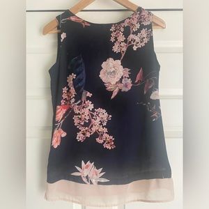 WALLIS Floral Sleeveless Satin Feel Cami Top Size 6 Feminine European Elegance